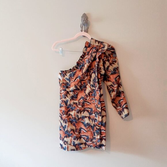 NWT Chufy one sleeve geometric & metallic accents mini dress, M - Picture 10 of 11